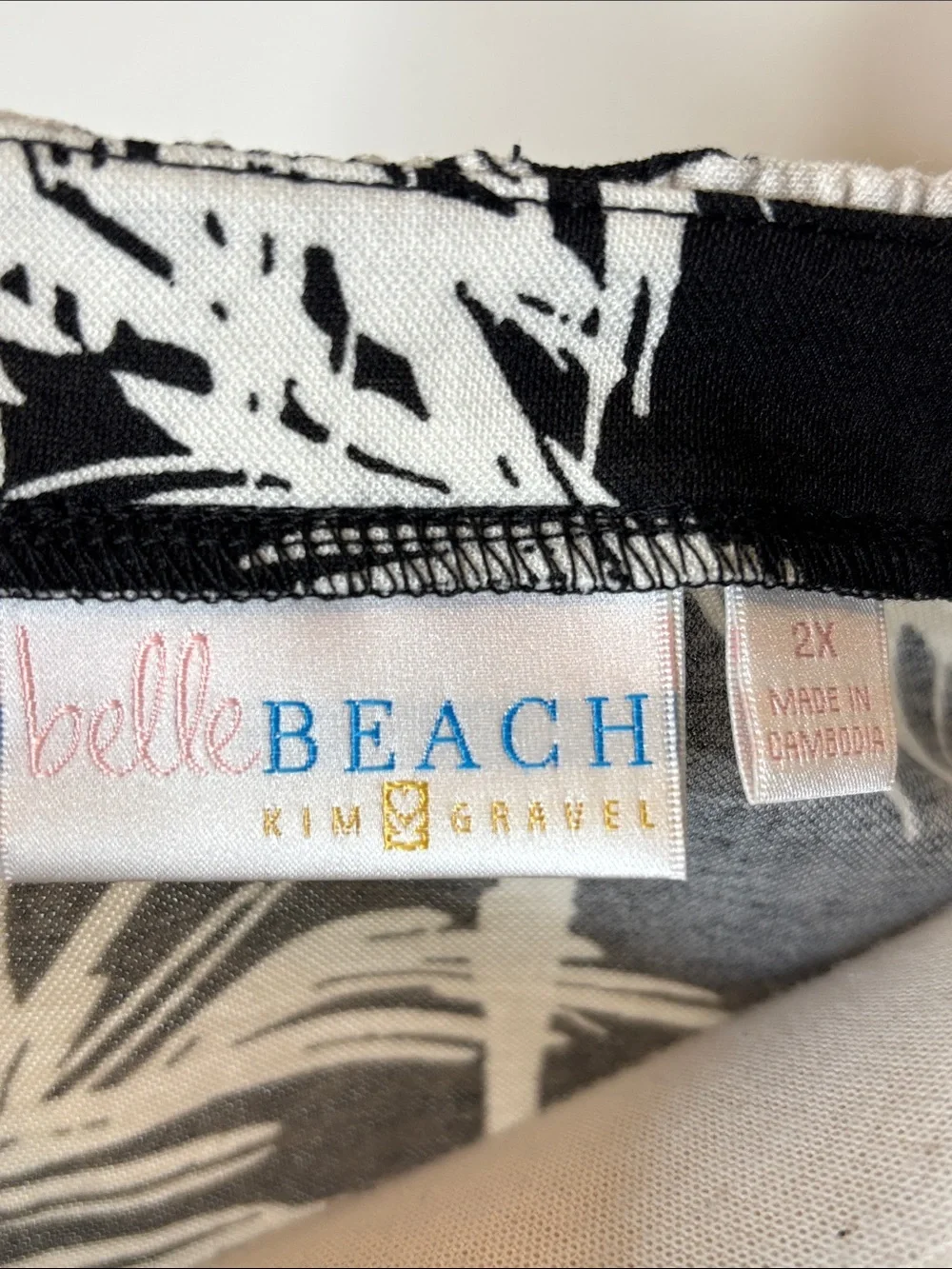 Belle by Kim Gravel Beach Black and White Palm-Print Midi Dress